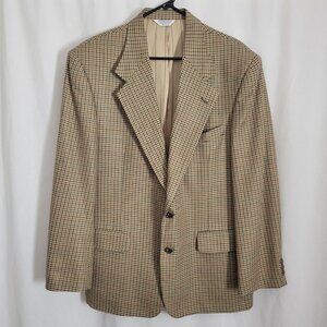 Hunting Horn J. Riggings Sport Coat Jacket Houndstooth Men's 42R Poly Wool Silk